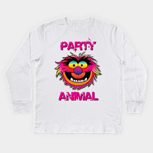 Party Animal Muppet - Pink Kids Long Sleeve T-Shirt